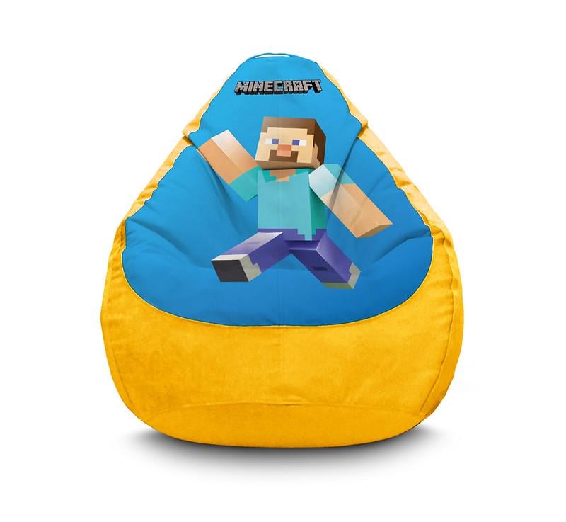 Крісло мішок iPuff Minecraft Happy Steve Blue Флок XXL 90х125 см Жовтий Крісло мішок iPuff Minecraft Happy Steve Blue Флок XXL 90х125 см Жовтий