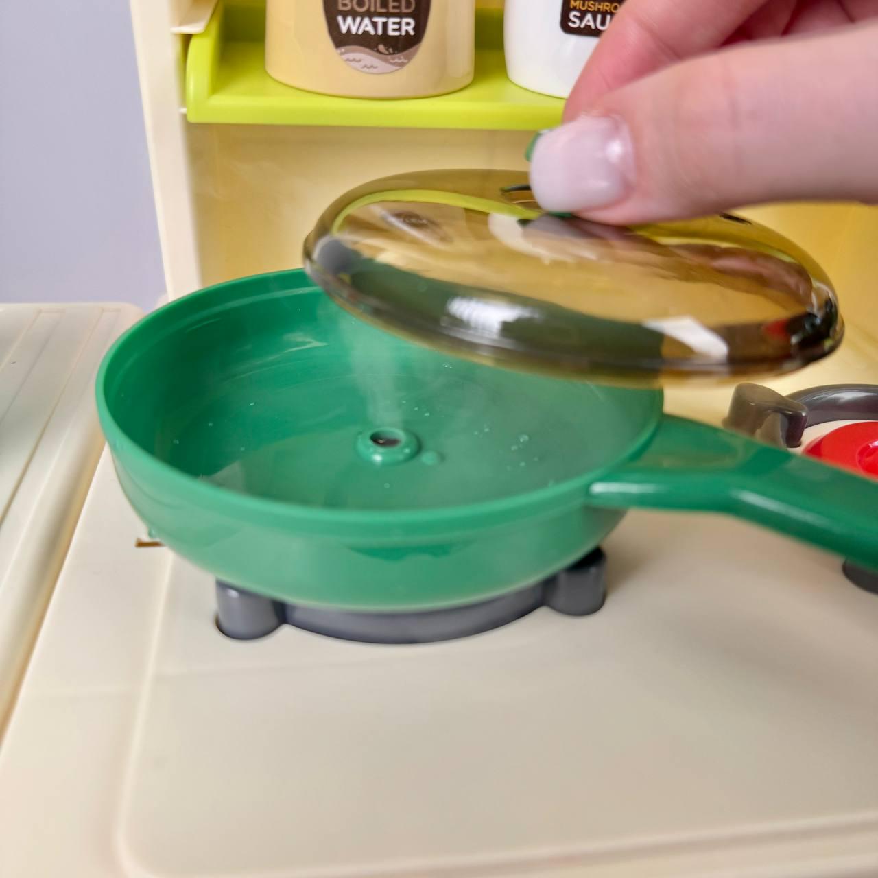 Детская кухня с паром/светом/звуком/посудой/овощами/холодильником 63 элемента 70 см (29480938) - фото 2