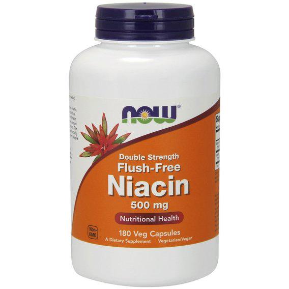 Ніацін NOW Foods Flush-Free Niacin 500 мг Double Strength 180 Veg Caps