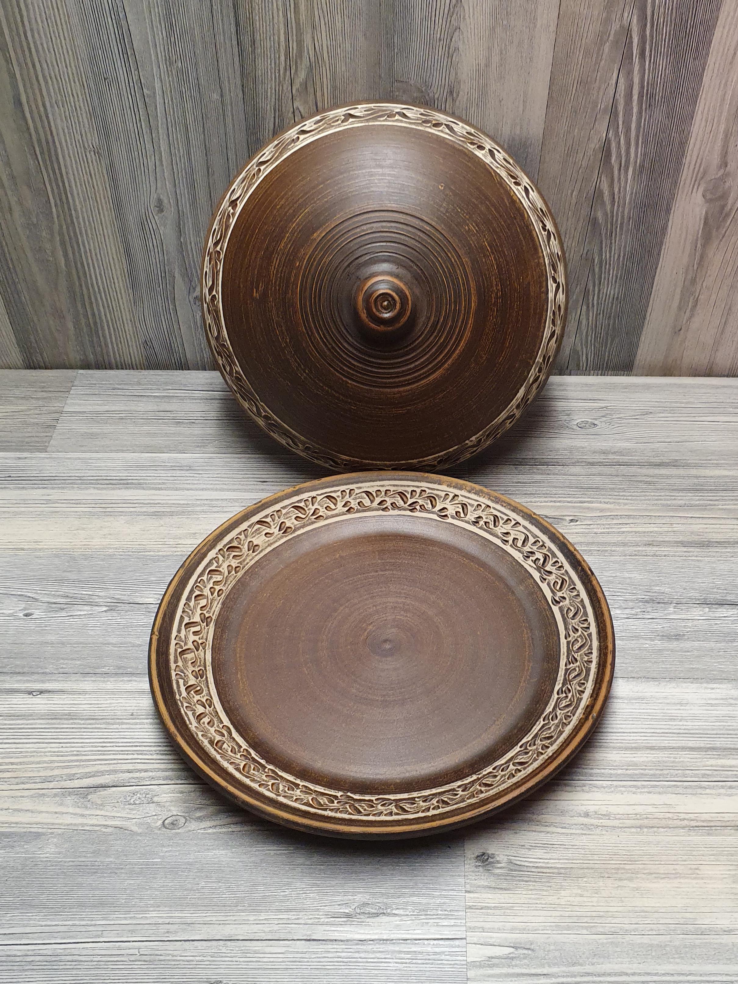 Блюдо с крышкой для блинов глиняное (5245) - фото 2 Блюдо с крышкой для блинов глиняное (5245) - фото 2