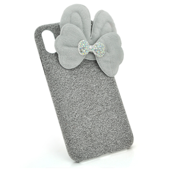 Накладка пушистая с бантиком Voltronic для iPhone 6 Plus 6s Plus серый чехол для телефона защитный чехол