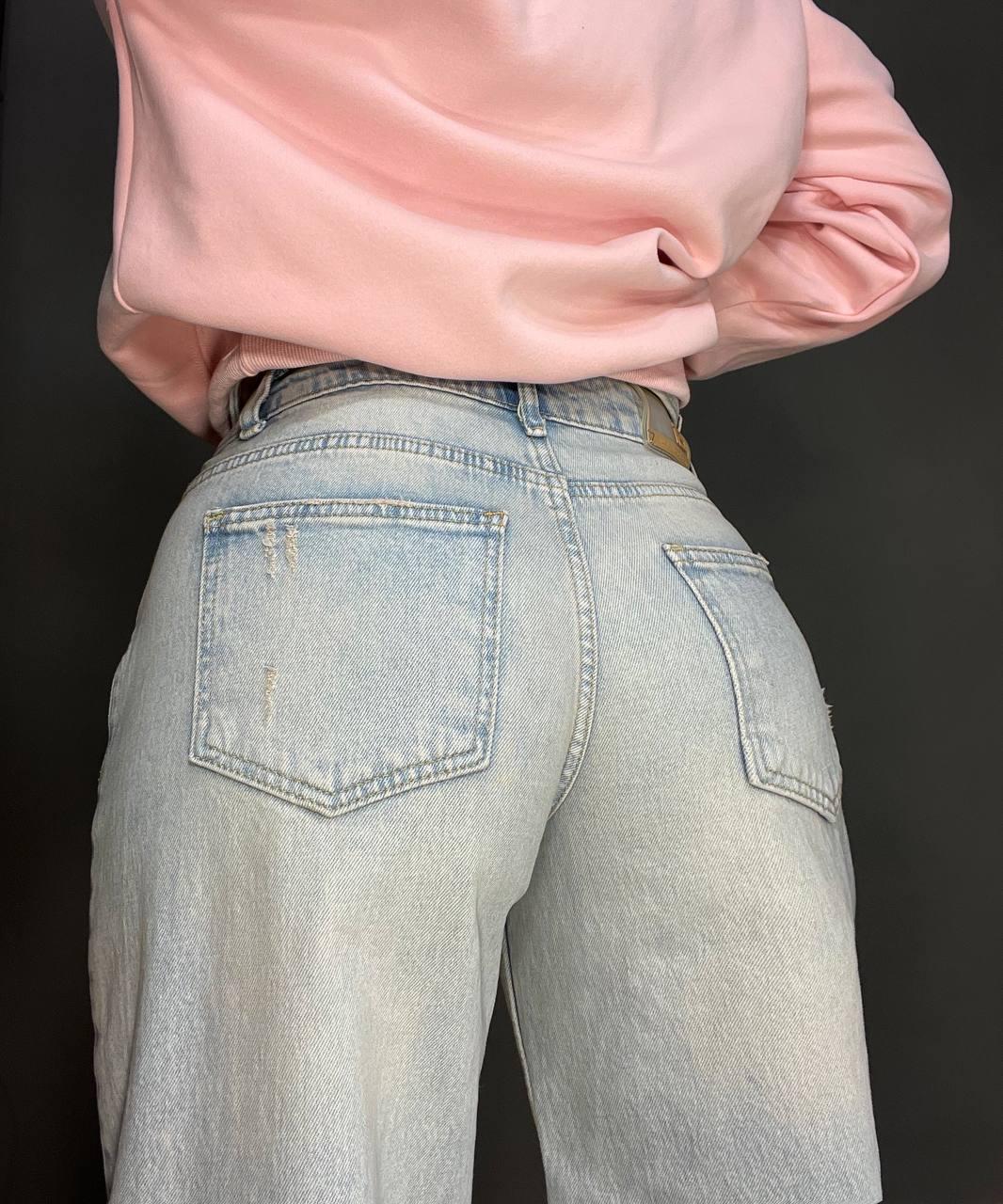 Джинси жіночі I8 52406 широкі Baggy банани з поясом мотузкою р. 30 Блакитний (3355) - фото 9 Джинси жіночі I8 52406 широкі Baggy банани з поясом мотузкою р. 30 Блакитний (3355) - фото 9