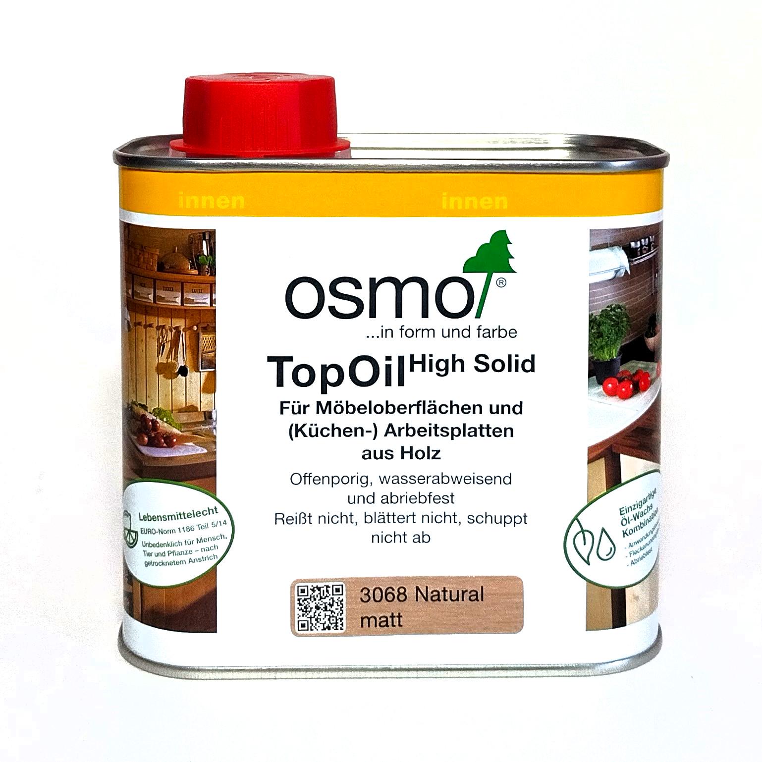 Олія з твердим воском Osmo TopOil для дерев'яних стільниць та меблів 0,5 л 3068 Натур матовий (3068) - фото 1