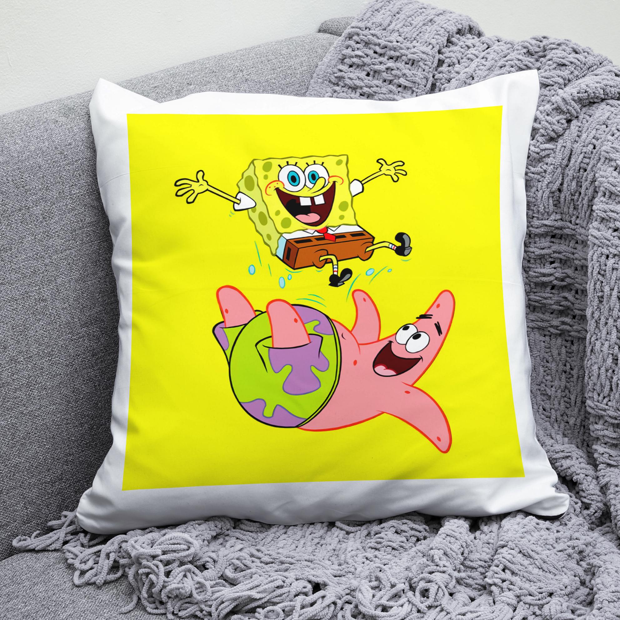 Плюшевая подушка квадрат с принтом SpongeBob и Патрик