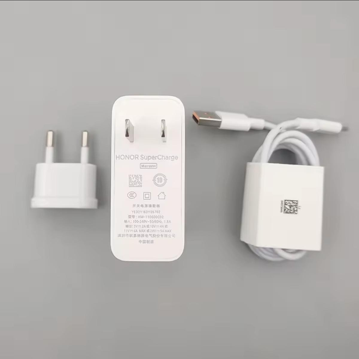 Зарядное устройство сетевое Honor SuperCharge Power Adapter 100W OEM с кабелем 1 м (29109268) - фото 2 Зарядное устройство сетевое Honor SuperCharge Power Adapter 100W OEM с кабелем 1 м (29109268) - фото 2