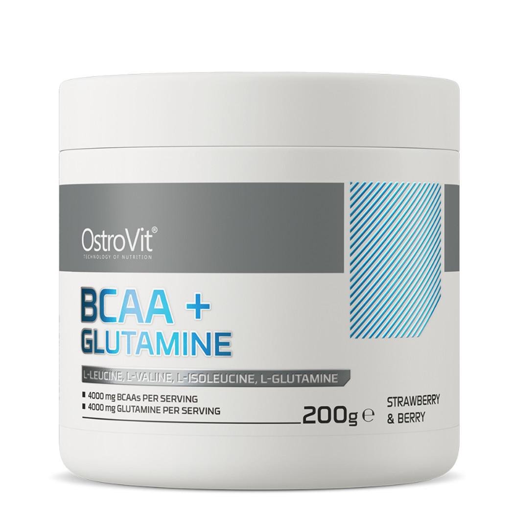 Аминокислота Ostrovit BCAA + Glutamine Клубника-ягода 200 г (08464-03)