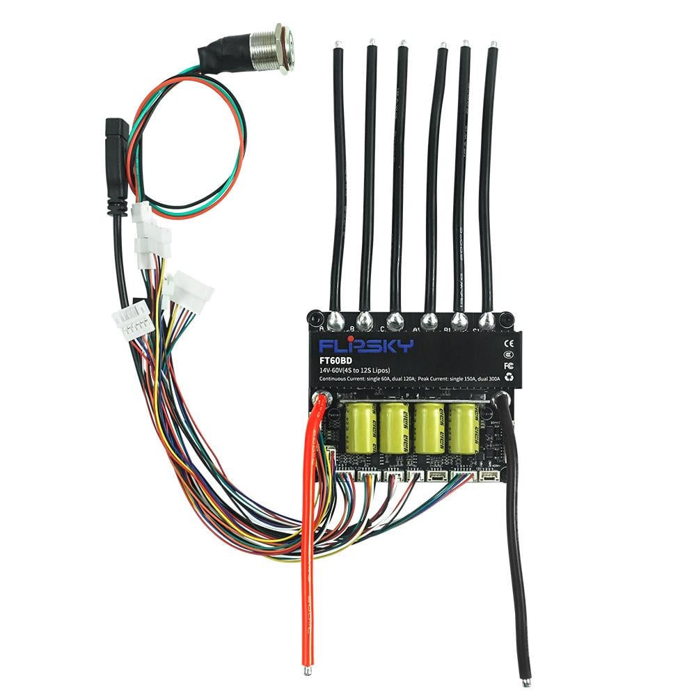 Контроллер FLIPSKY FT60BD 60V 60A×2 Dual ESC для моторов BLDC с датчиками Холла и робототехники (00-00030381) Контроллер FLIPSKY FT60BD 60V 60A×2 Dual ESC для моторов BLDC с датчиками Холла и робототехники (00-00030381)