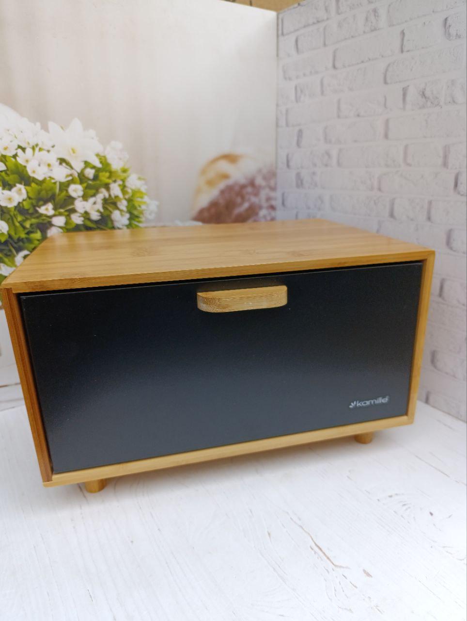 Хлебница Kamille KM-1123 из бамбука и нержавеющей стали 36х26х23 см (25228995)