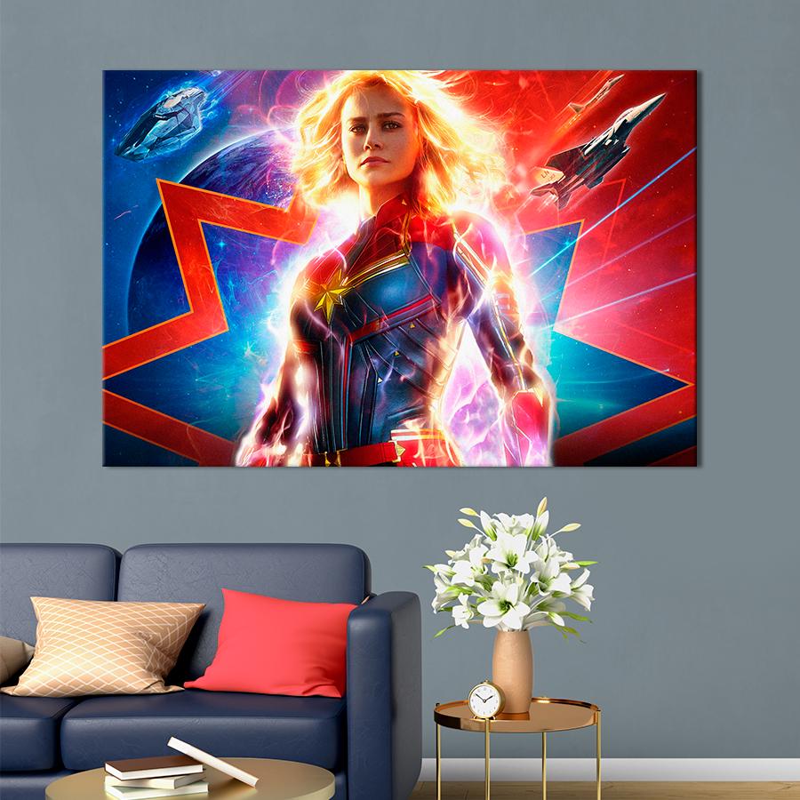 Настенний декор Бри Ларсон Капитан Марвел 80x54 см (A43-1)