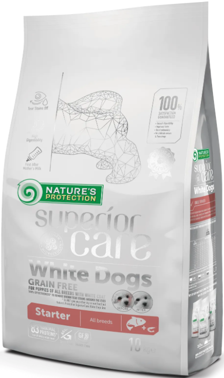 Корм сухий беззерновий Superior Care White Dogs Grain Free Starter для цуценят стартер всіх порід з білим забарвленням шерсті (NPSC45670)