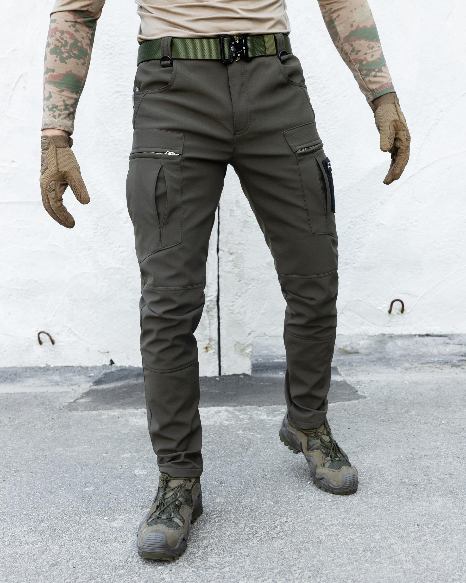 Брюки зимние карго Bezet Softshell Эшелон S Хаки