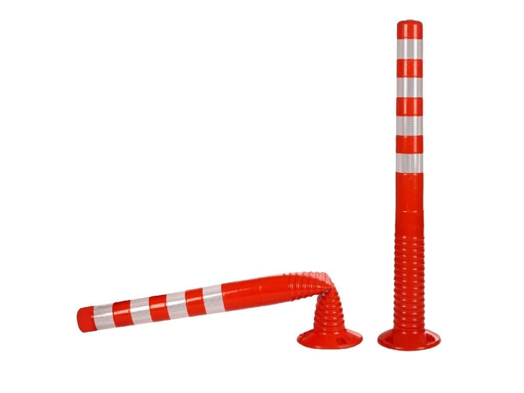 Стовпчик дорожній гнучкий сигнальний з відбивачами ПВХ з анкерним кріпленням 75 см Червоний Стовпчик дорожній гнучкий сигнальний з відбивачами ПВХ з анкерним кріпленням 75 см Червоний
