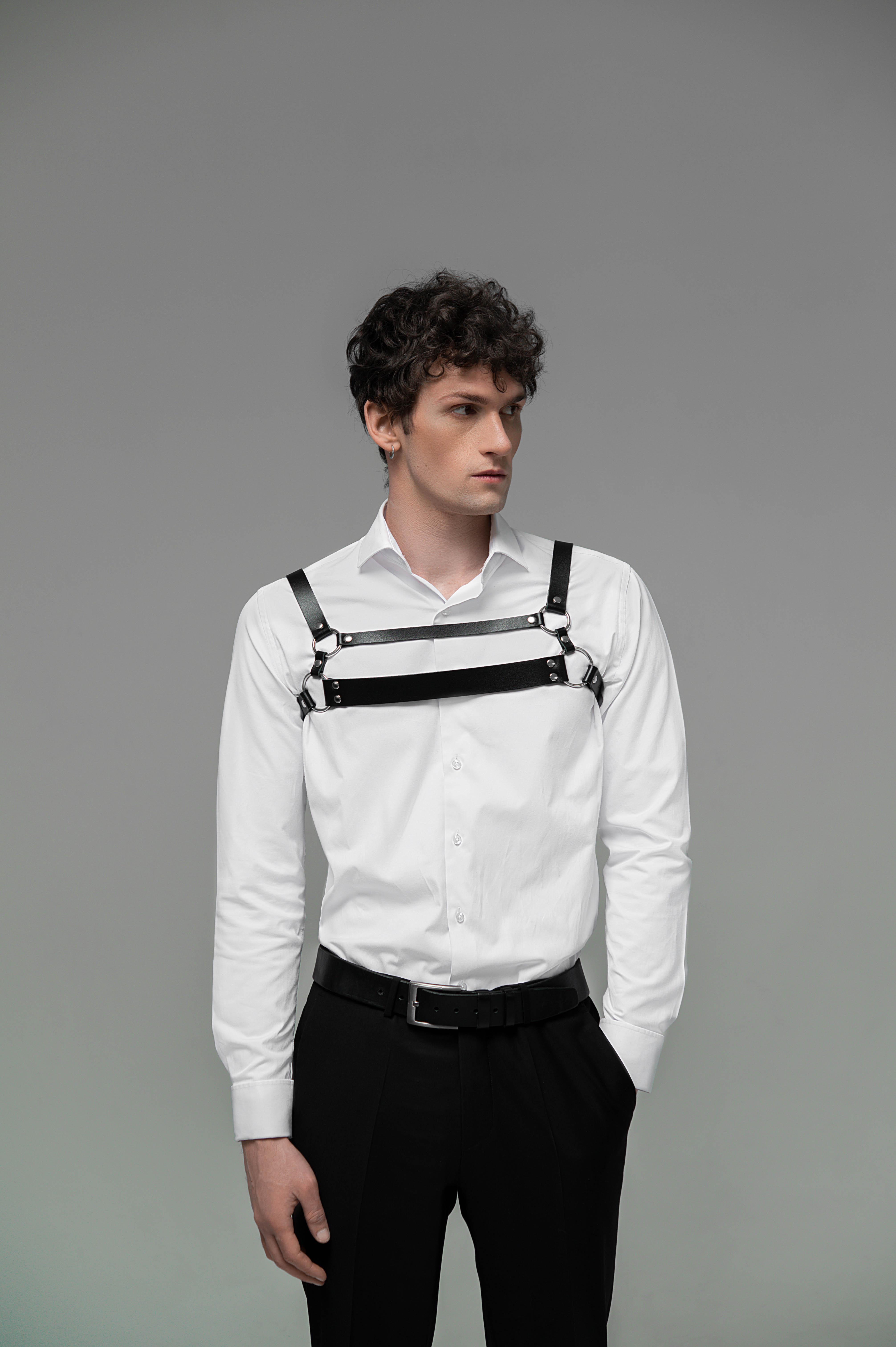 ᐉ Портупея мужская из натуральной кожи с лямок на грудь (4722)