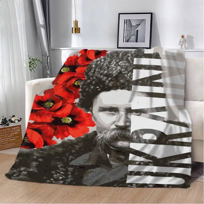 Плед-покрывало Тарас Шевченко плюш/велюр полуторное 160х200 см Серый (17708817)