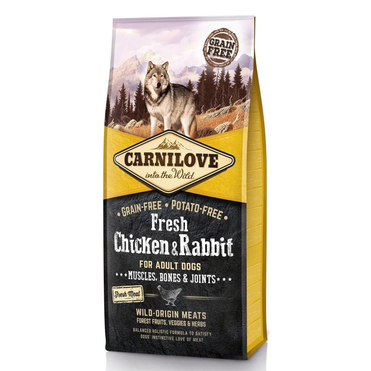 Корм сухой для взрослых собак Carnilove Fresh Muscles/Bones&Joints с курицей и кроликом 12 кг (8595602527526)