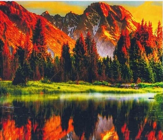 Алмазна мозаїка Гірська річка на полотні з підрамником 30х40 см (GB80301)