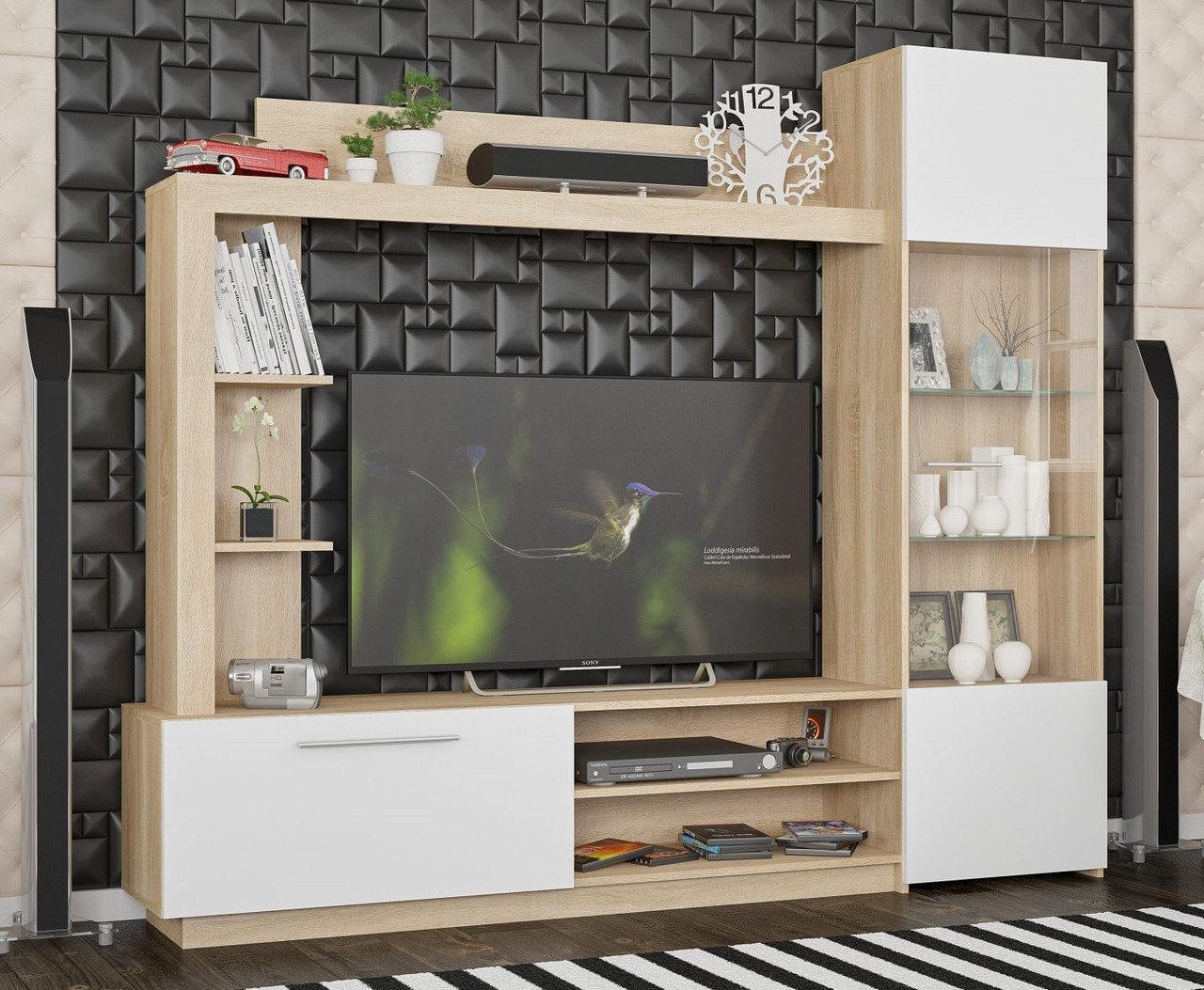 Стінка у вітальню Мебель-Сервіс Тренто Дуб самоа/Білий (26965686) - фото 1 Стінка у вітальню Мебель-Сервіс Тренто Дуб самоа/Білий (26965686) - фото 1