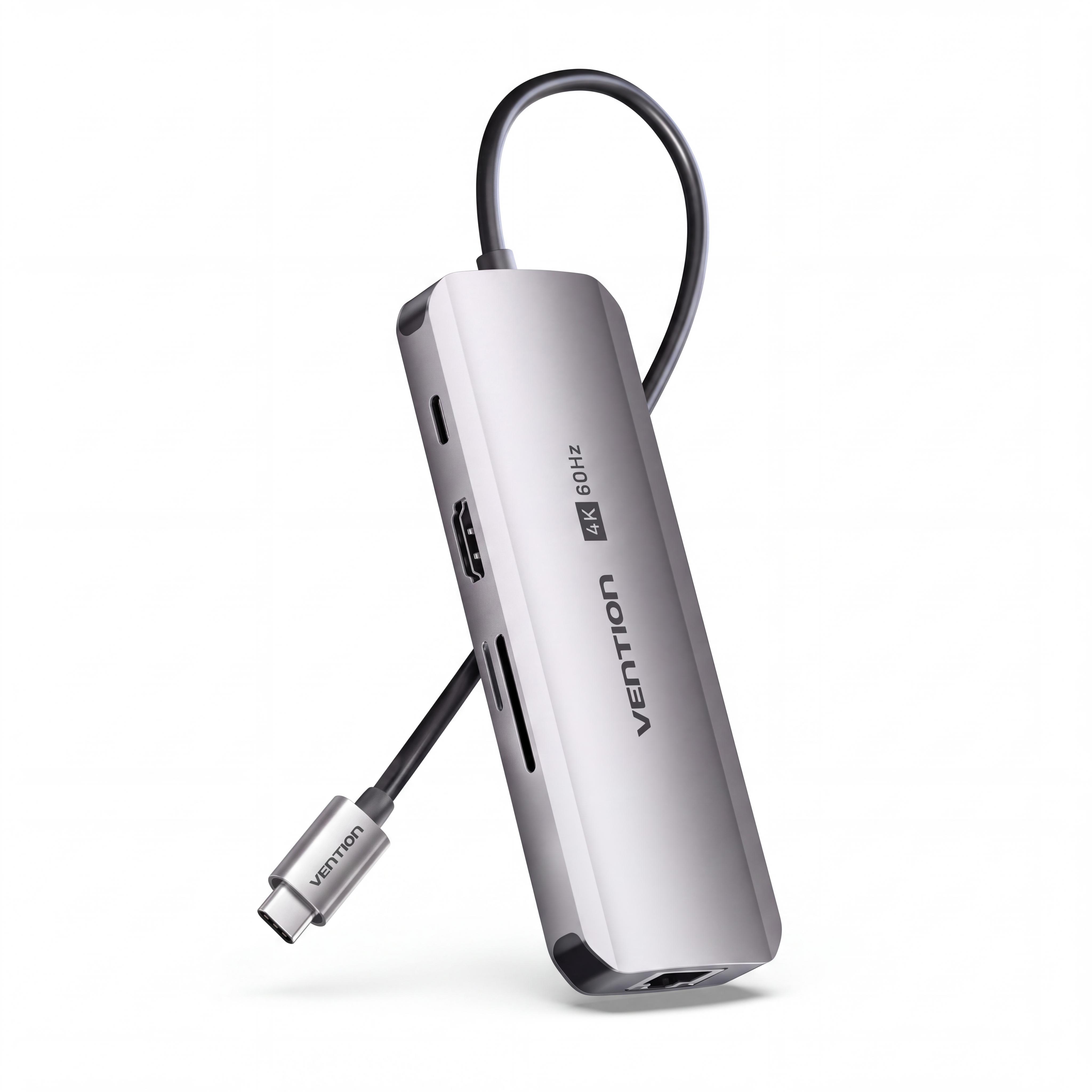 Док-станция USB-C Vention 8в1 USB-хаб HDMI/3 USB 3.0 для HDMI требуется DP Alt Mode PD до 100 Вт RJ45 до 1 Гбит/с SD/microSD Серый (TQKHB)