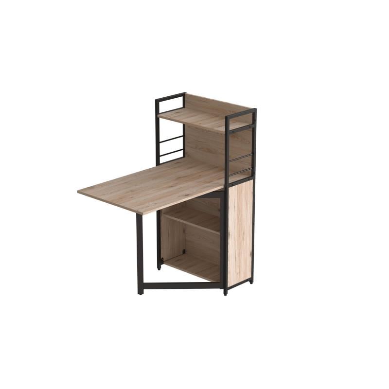 Стіл книга з етажеркою Ferrum-decor Praktik 1 метал/ДСП Чорний/Дуб Сан-Марино (FRD-104612)