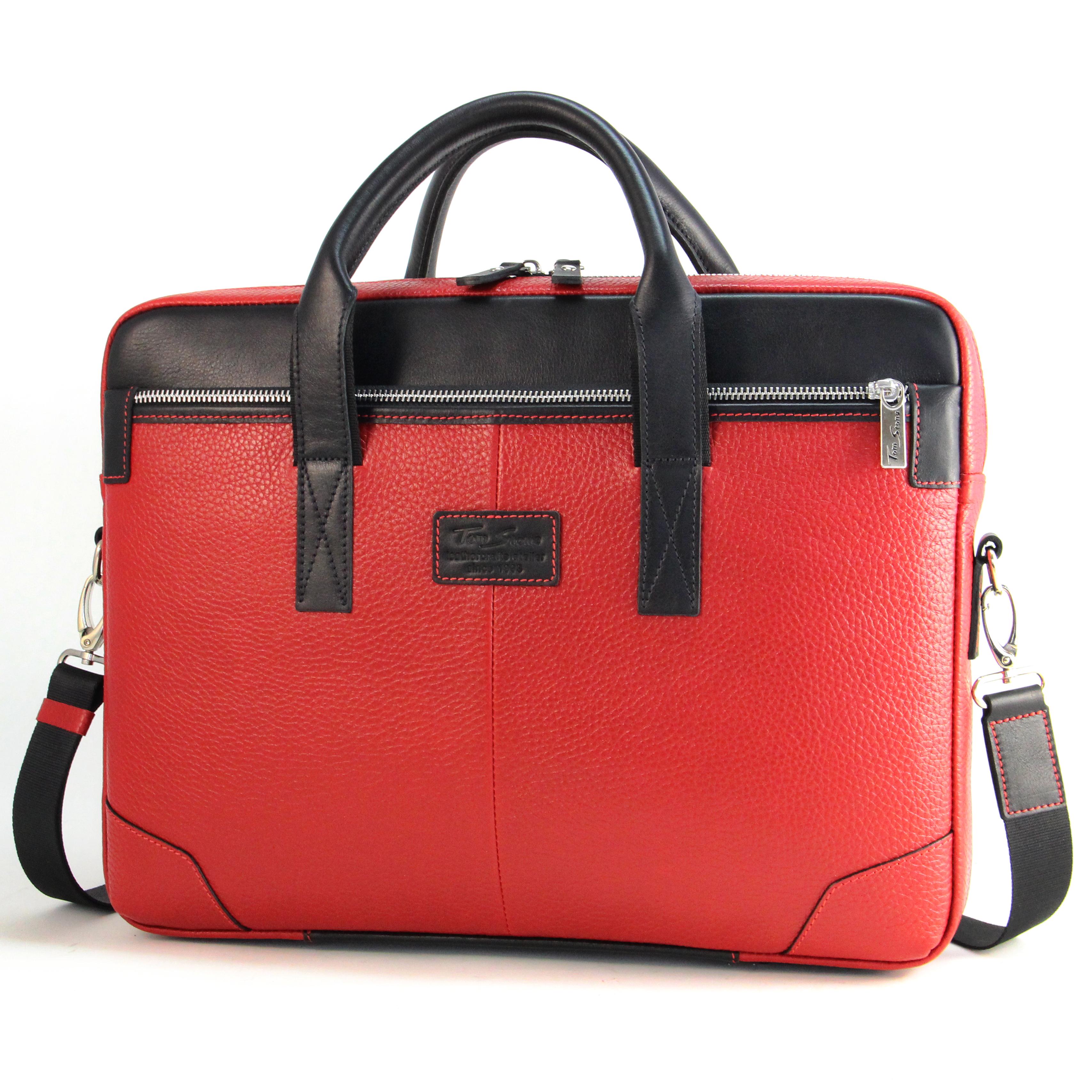 Сумка кожаная женская Tom Stone 717 RB для ноутбука 15,6' Красный