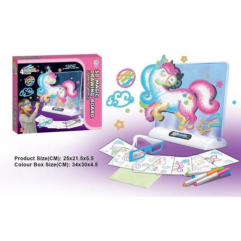 Доска для рисования YM 16 48 2 подсветка/7 трафаретов/4 маркера/3D очки/в коробке - фото 3 Доска для рисования YM 16 48 2 подсветка/7 трафаретов/4 маркера/3D очки/в коробке - фото 3