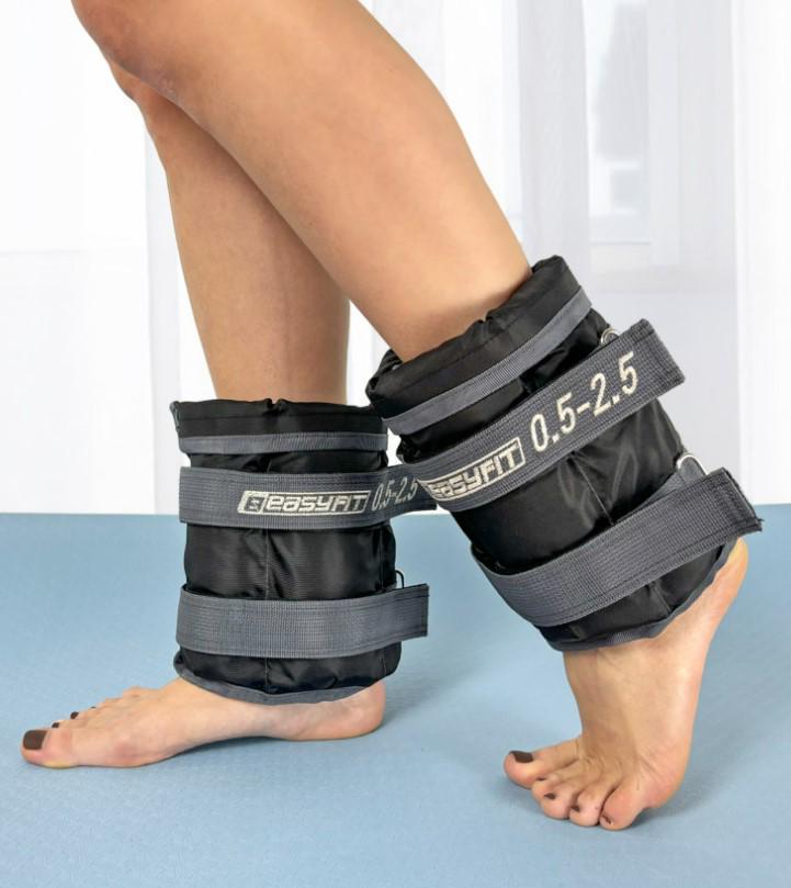 Утяжелители EasyFit для ног и рук 0,5-2,5 кг Черный/Серый (EF-WHT-0,5-2,5) Утяжелители EasyFit для ног и рук 0,5-2,5 кг Черный/Серый (EF-WHT-0,5-2,5)