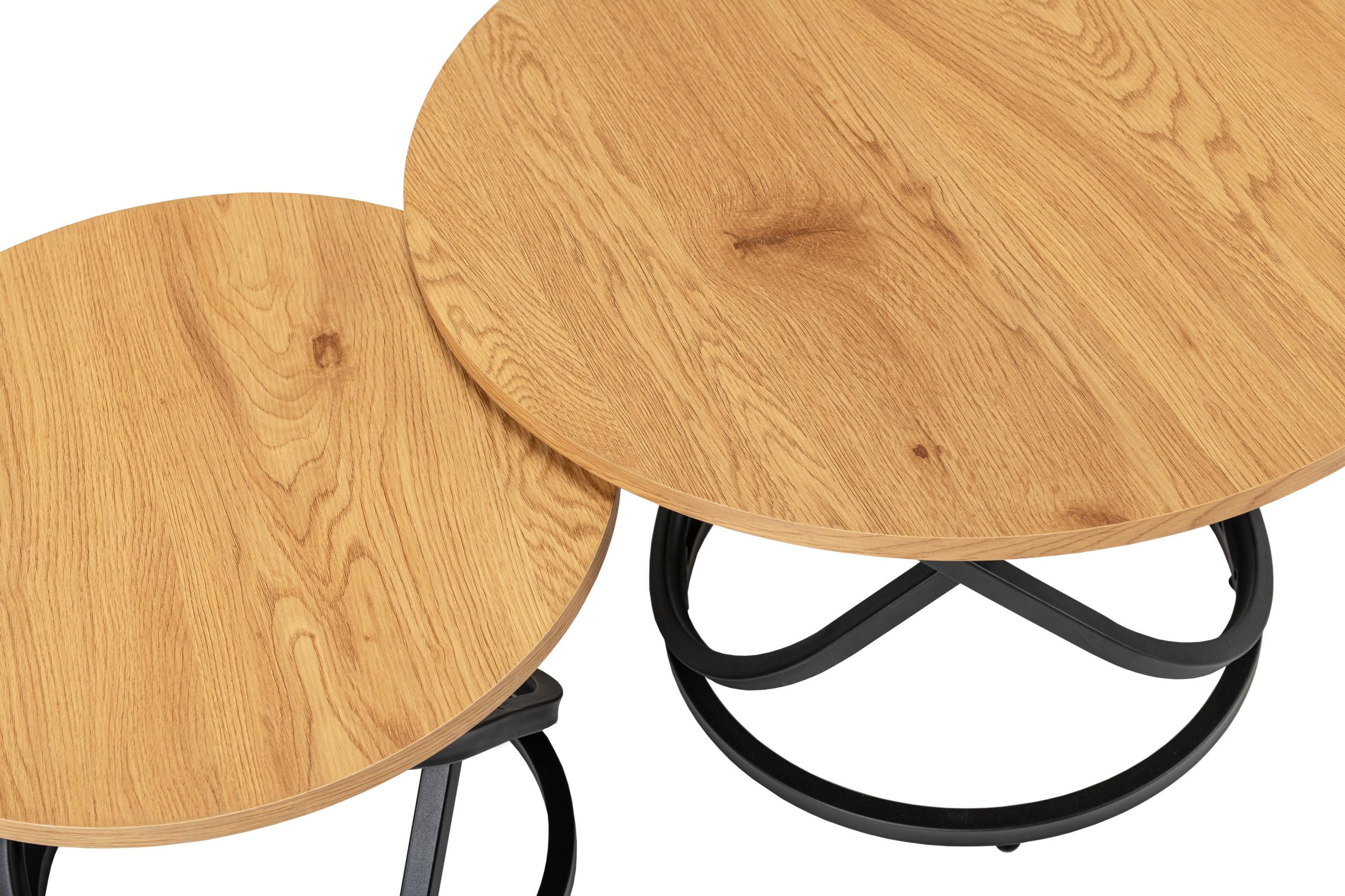 Комплект журнальных столов Vetro Ливио 700х460 мм/500х400 мм МДФ 2 шт. Дуб/Черный (СТ-55) - фото 4 Комплект журнальных столов Vetro Ливио 700х460 мм/500х400 мм МДФ 2 шт. Дуб/Черный (СТ-55) - фото 4