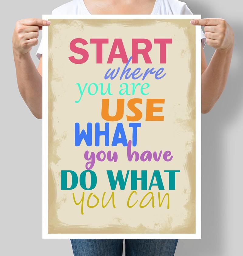 Постер Start where you are Use what you have Do what you can Arthur Ashe 30x42 см A3 (M080_A3) Постер Start where you are Use what you have Do what you can Arthur Ashe 30x42 см A3 (M080_A3)