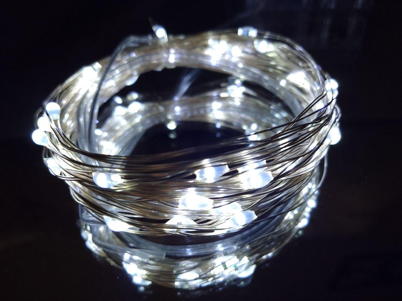 Гирлянда на батарейках Роса 50 LED Холодный белый 5м (3XT7) Гирлянда на батарейках Роса 50 LED Холодный белый 5м (3XT7)