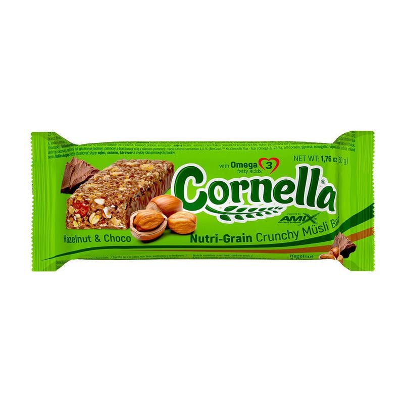 Протеиновый мюсли-батончик с льном AMIX Cornella Bar 50 г Фундук/Шоколад