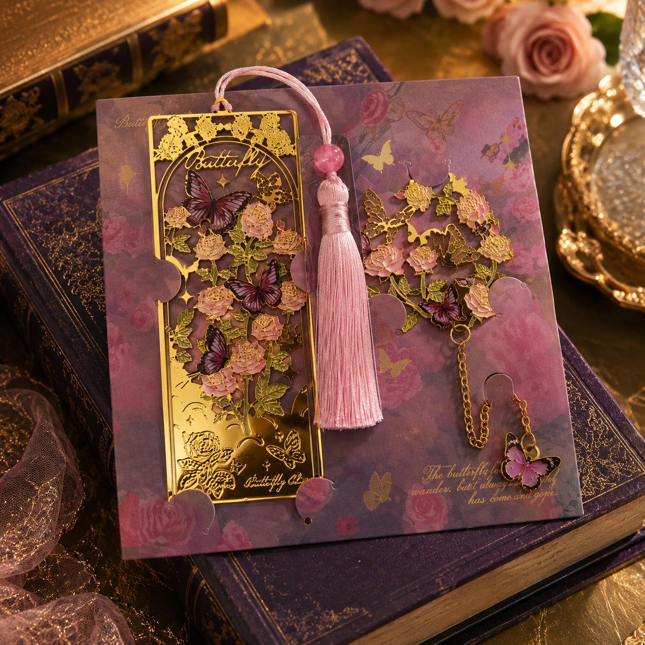 Закладка для книг металева Рожевий Сад Метеликів з китицею (37243341)