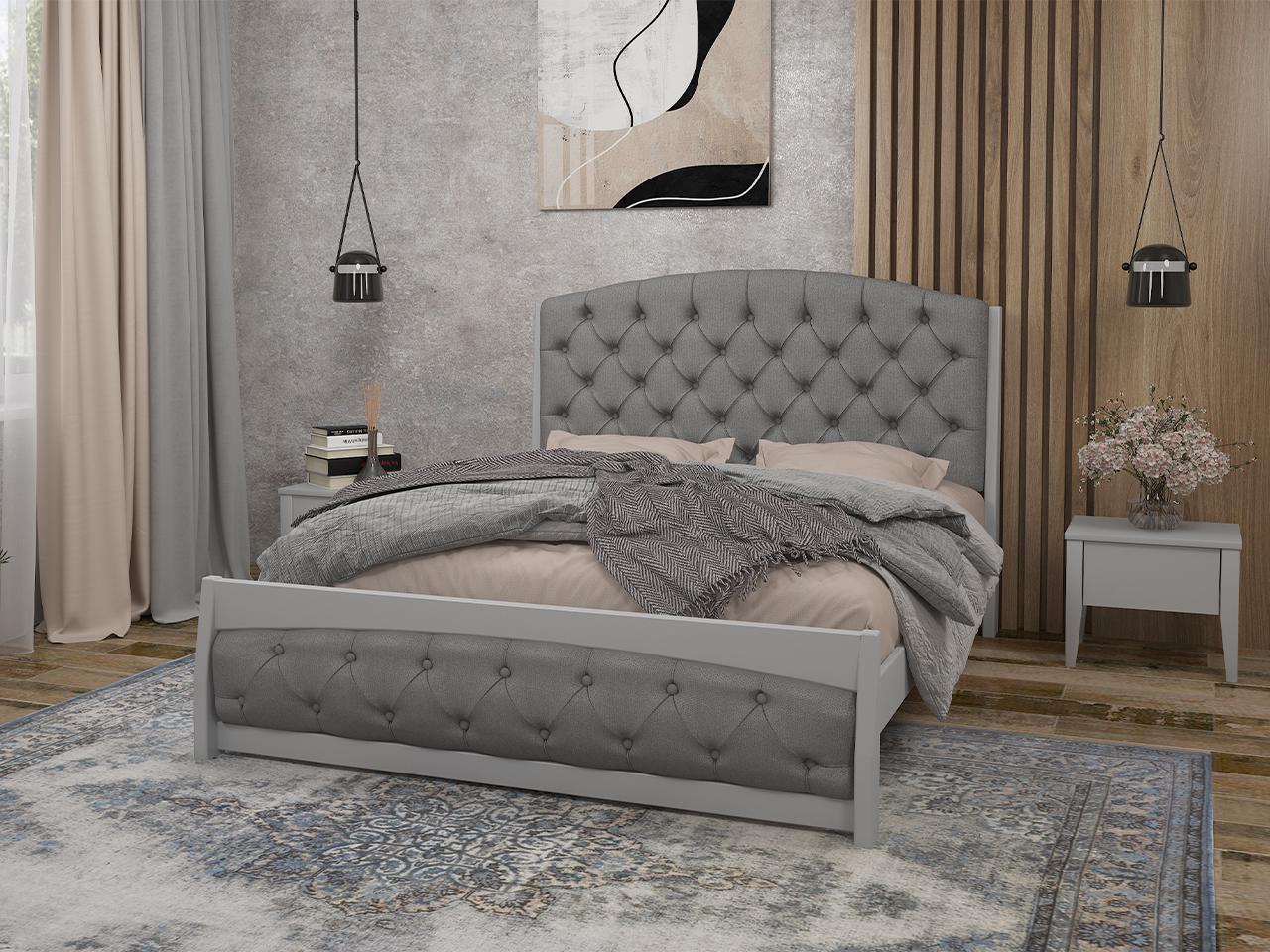 Кровать двуспальная MebiGrand Мехико с мягким изголовьем Аляска 08 180x200 см RAL 7040 Светло-серый (51884) Кровать двуспальная MebiGrand Мехико с мягким изголовьем Аляска 08 180x200 см RAL 7040 Светло-серый (51884)