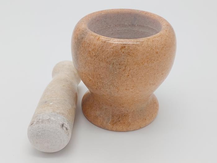 Ступка для измельчения специй и перца мраморная с пестиком d 10/7 см H 10 см - фото 3