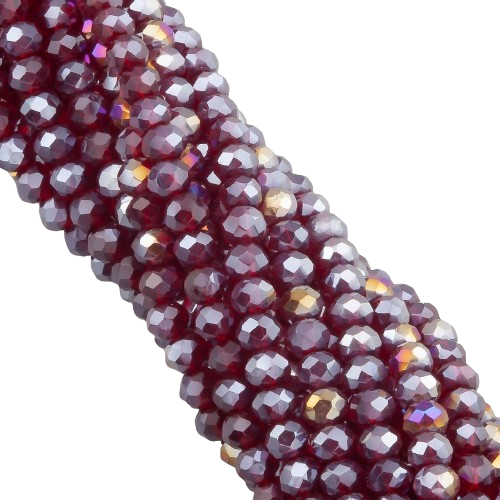 Бусины Swarovski АВ огранки рондель 3,5х3 мм 34 см 124 шт. Бордовый/Прозрачный (БС3079а77)