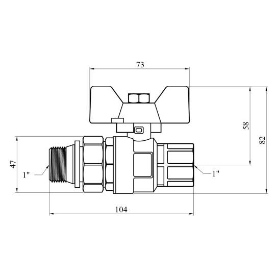 Кран-американка кульовий Kroner 1" ВЗ PN40 латунь прямий (SVR-CV033222) - фото 3 Кран-американка кульовий Kroner 1" ВЗ PN40 латунь прямий (SVR-CV033222) - фото 3