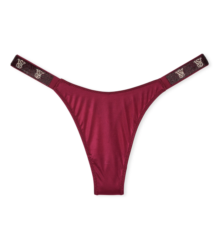 Труси Victoria's Secret Shine Strap Thong Panty S Бордовий (27866724)