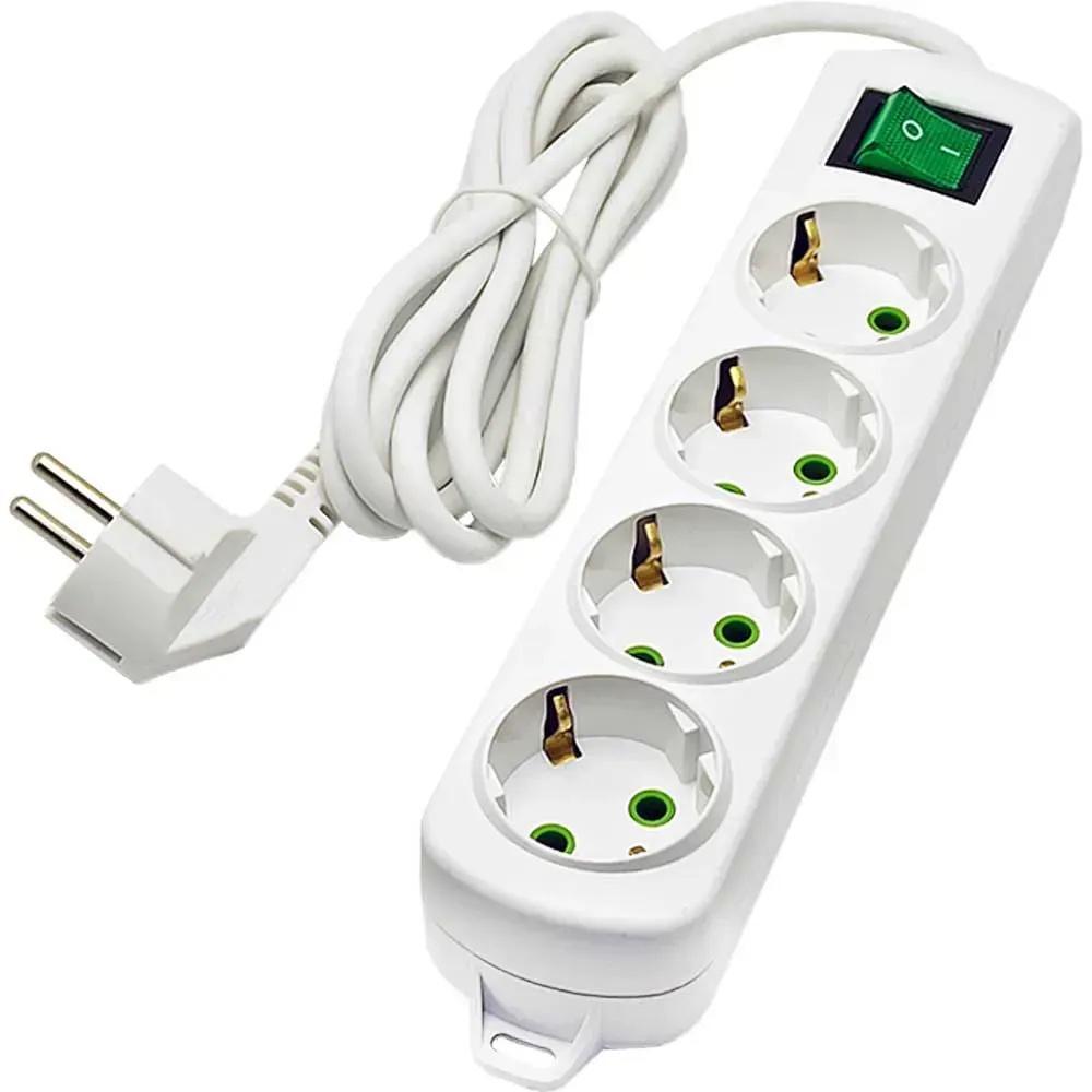 Подовжувач чотиримісний Lezard Letitia побутовий з/з з вимикачем 2 м (721-0402-402)