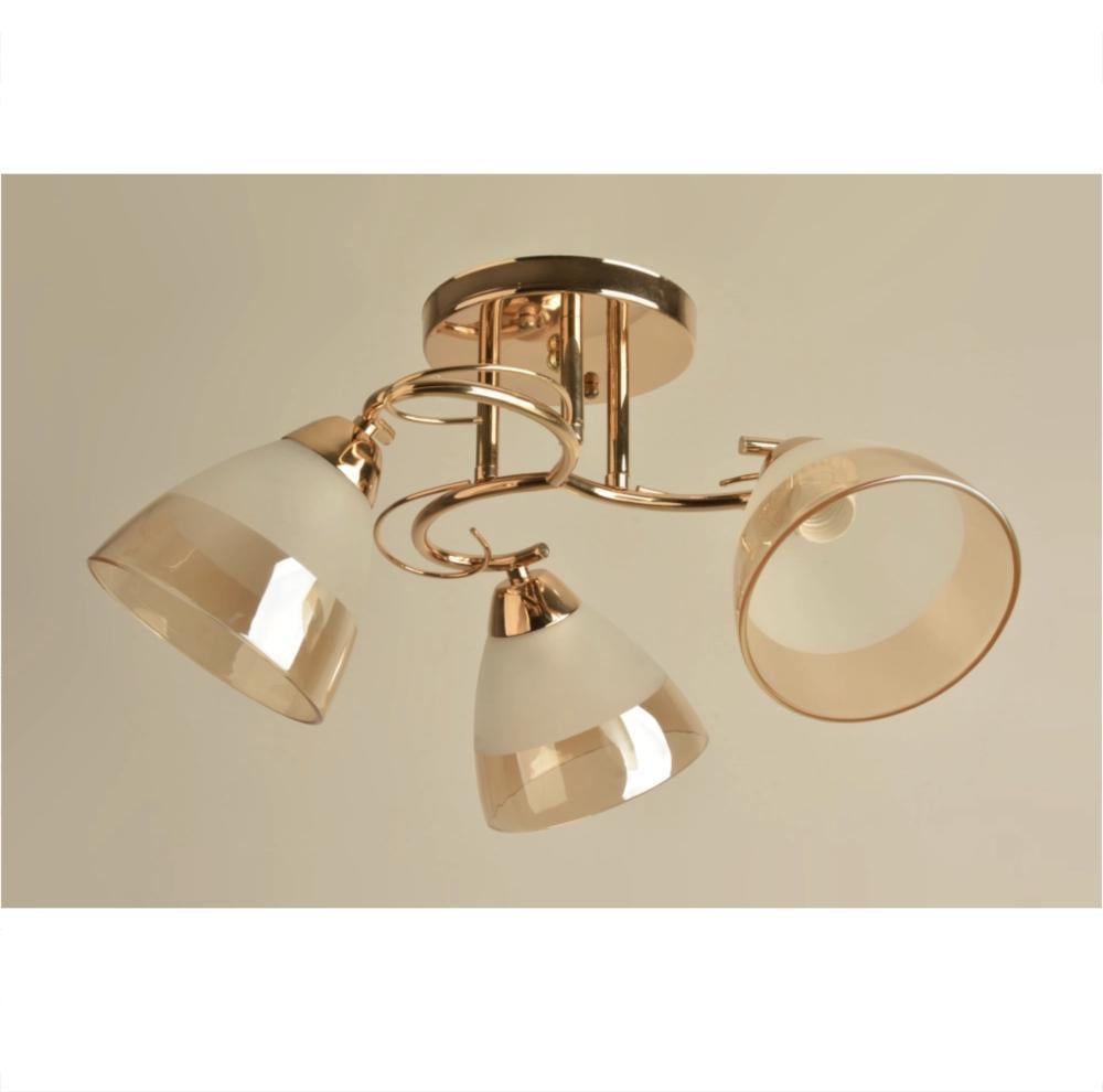 Люстра потолочная Sirius Л 8112/3 FG с тремя плафонами в форме конуса под лампу Е27 IP20 Золотой (00000139849)