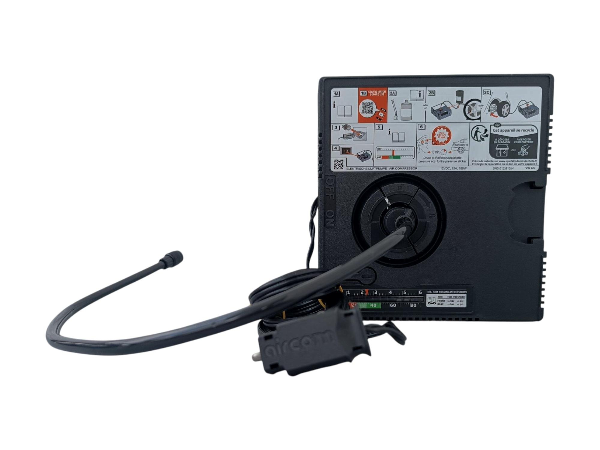 Штатный компрессор для подкачивания и ремонта шин VAG 5N0012615H OEM Aircom (5N0.012.615.H) - фото 4