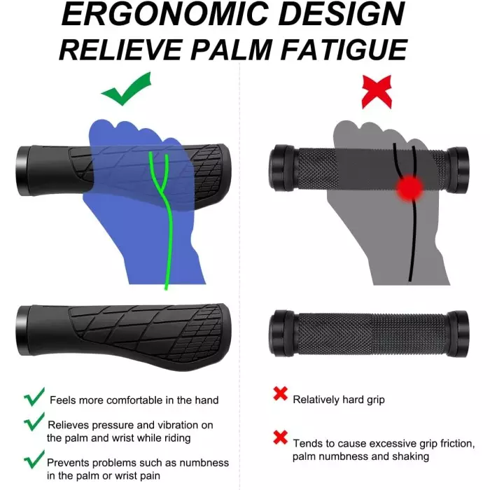 Грипси велосипедні MTB Ergonomic з замками Чорний (24668354) - фото 3 Грипси велосипедні MTB Ergonomic з замками Чорний (24668354) - фото 3