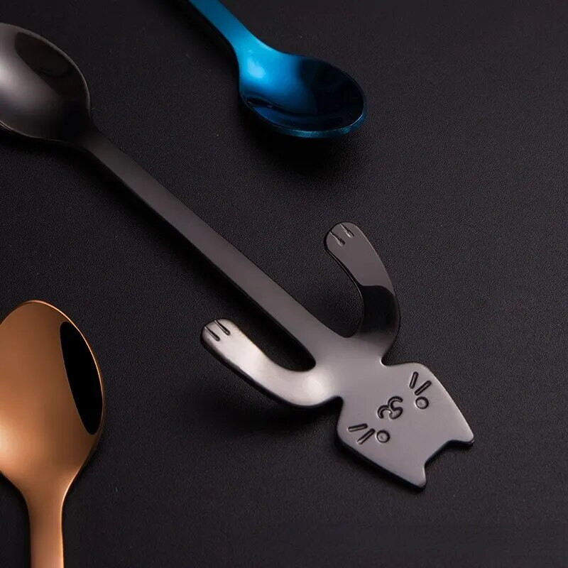 Чайная ложка с держателем на чашку в виде кота Черный (13949178) - фото 3 Чайная ложка с держателем на чашку в виде кота Черный (13949178) - фото 3