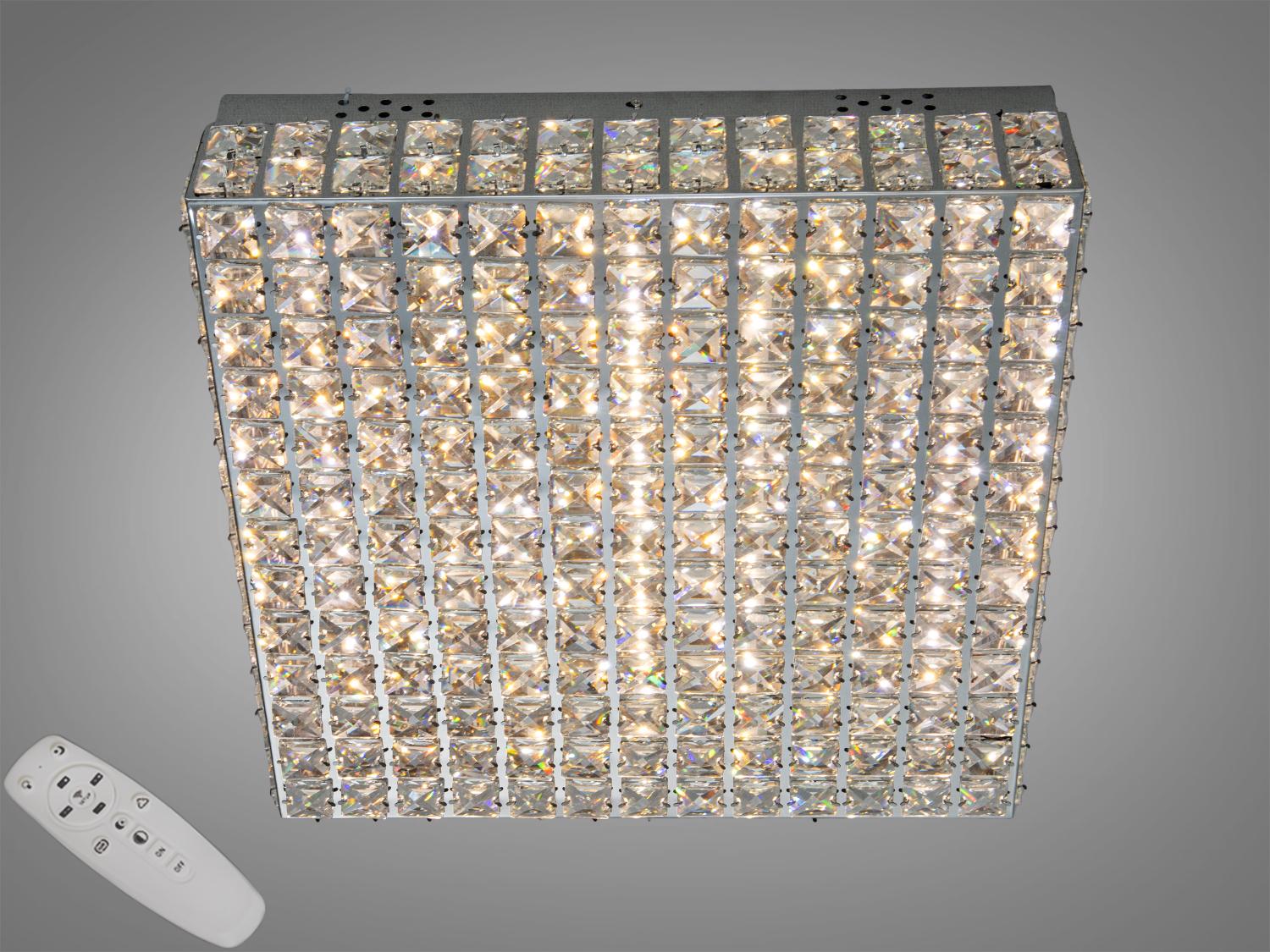 Люстра стельова Diasha кришталева LED/пульт 82W Хром (7733/500x500CH)