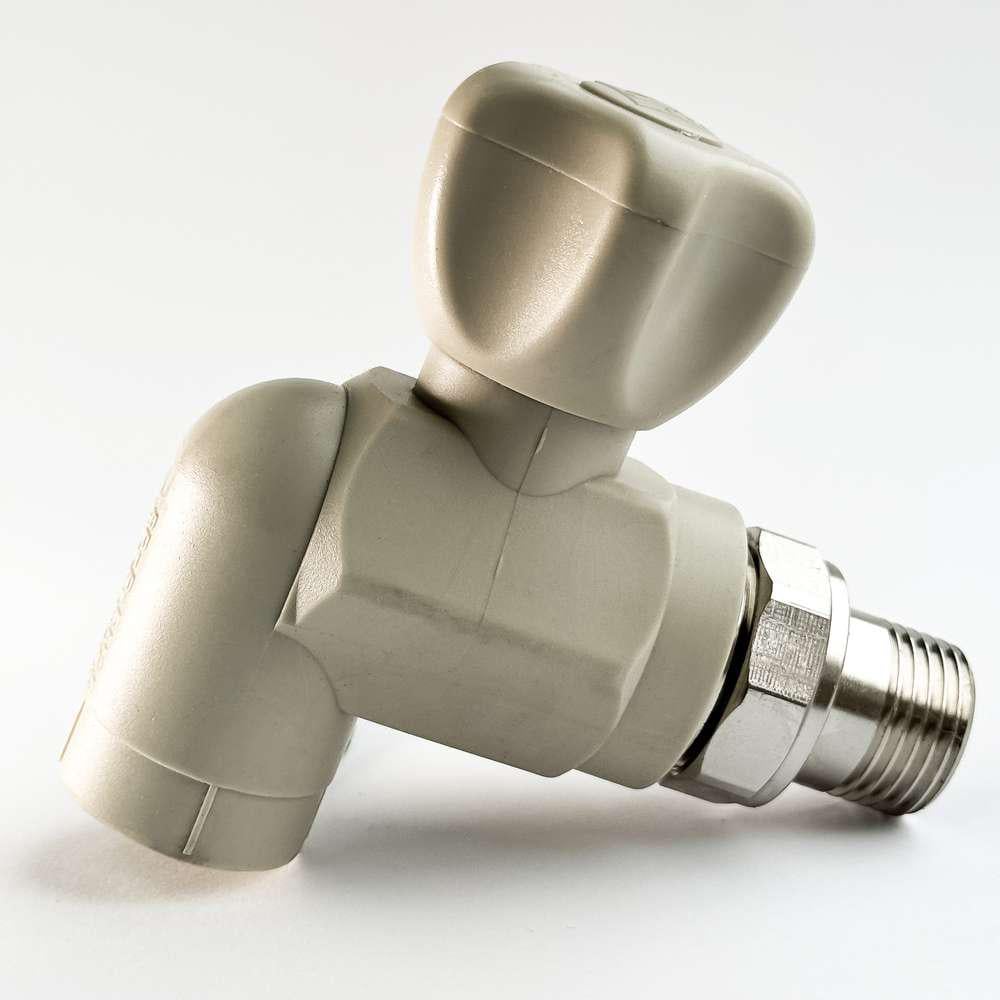 Кран радиаторный угловой PP-R SANTAN шаровой с накидной гайкой 20 мм х 1/2" (53943) - фото 2