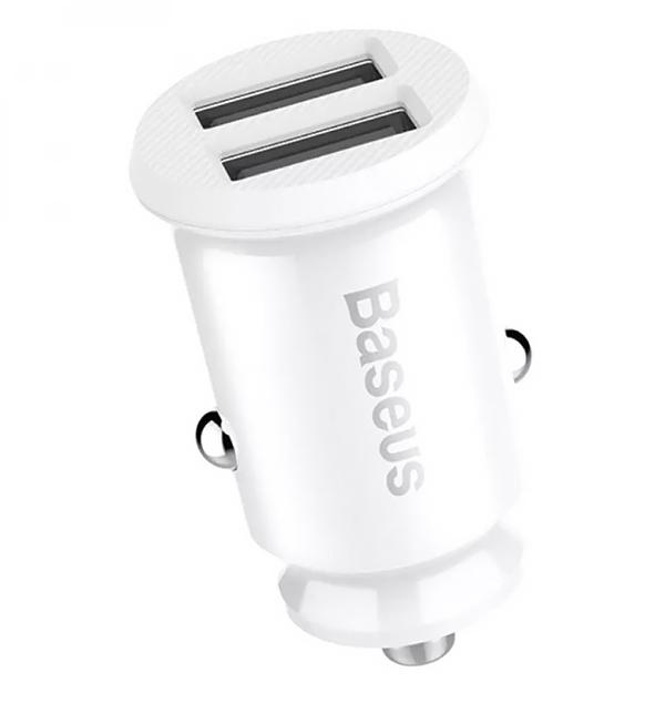 Автомобільний зарядний пристрій Baseus Grain 2xUSB CCALL-ML02 White