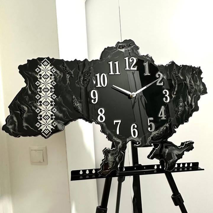 Часы настенные из эпоксидной смолы Карта Украины 150х100 см