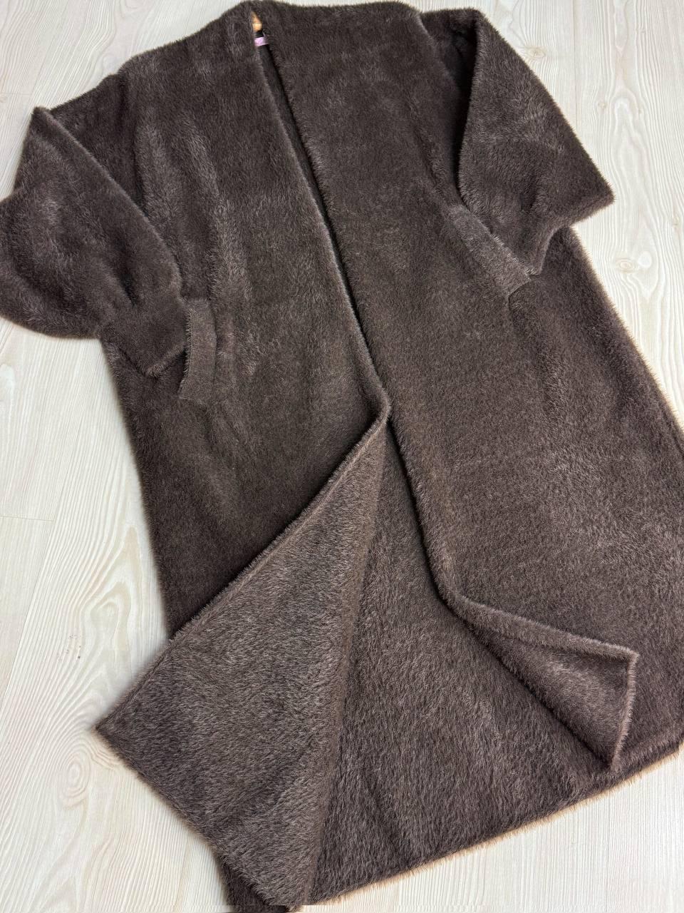 Кардиган жіночий Fancy Matinee 30740 ангора довгий з кишенями OS Коричневий (4871) - фото 4 Кардиган жіночий Fancy Matinee 30740 ангора довгий з кишенями OS Коричневий (4871) - фото 4