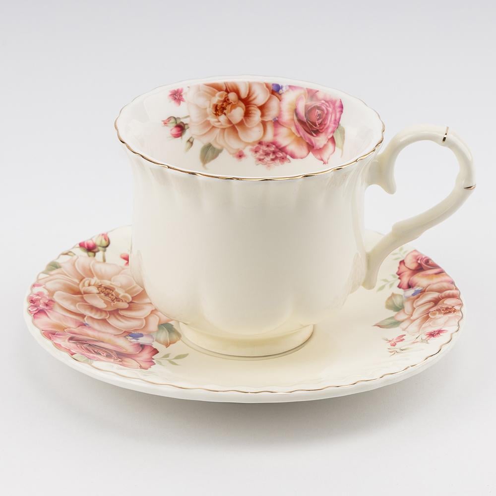 Набор чайных чашек и блюдец Розовый букет на 6 персон 260 мл Белый (9292-010) - фото 3 Набор чайных чашек и блюдец Розовый букет на 6 персон 260 мл Белый (9292-010) - фото 3