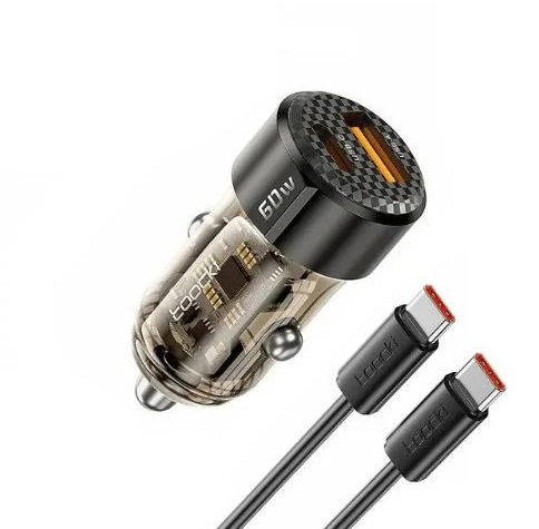 Зарядное устройство для телефонов автомобильное Toocki Quick Charge 60 Вт и кабель USB Type-C (24172695)