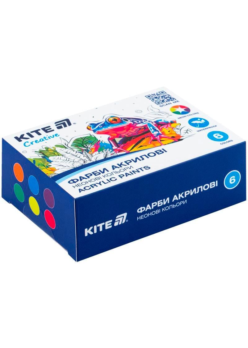 Фарби акрилові KITE Creative неонові 6 кольорів 20 мл (K-274)