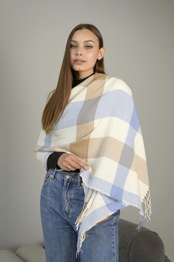 Палантин кашемировый Braxton Лигуриа 7031 Голубой/Молочный/Кофейный (26479524)